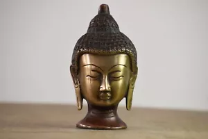 4,5 Zoll Buddha Büste Statue Figur handgeschnitzt Bronze Zuhause dekoratives Idol - Bild 1 von 4