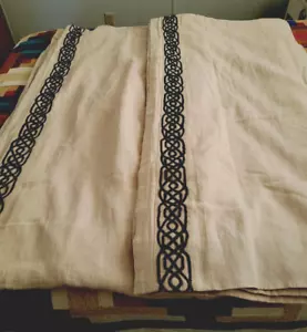 2 ETHAN ALLEN DRAPERY PANEL CURTAINS STONEWASHED LINEN LINED LITE BEIGE 100X98 - Picture 1 of 6