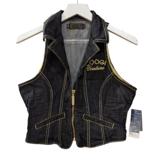 COOGI 90's Y2K Denim with Rhinestones Vest Womens Medium NWT - Picture 1 of 6