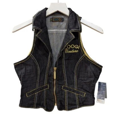 COOGI 90's Y2K Denim with Rhinestones Vest Womens Medium NWT - Image 1 of 4