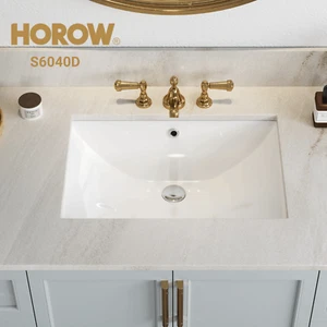 Fregadero de tocador de cerámica rectangular lavabo blanco de 24"" fregadero de cerámica para lavabo - Imagen 1 de 9