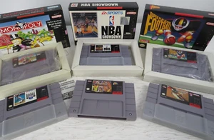 Lot of 5 Super Nintendo Games Some w/ Box NBA NFL MLB Monopoly CLEAN - Picture 1 of 9