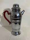 Art Deco Chrome Carafe/Cocktail Shaker with  Red Bakelite Handle 1930s-1950s
