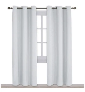 NICETOWN Room Darkening Window Curtains/Panels w/Grommets 42x84" White -Set of 2 - Picture 1 of 6