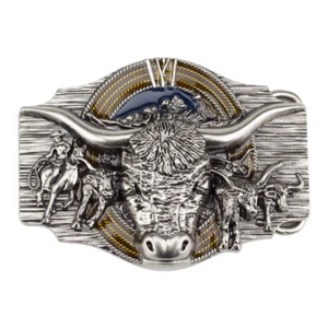 Cow Longhorn Belt Buckle Cowboy Cowgirl Native American Motorcyclist (CW-22) - Picture 1 of 2