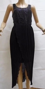 NEW TG GATSBY INSPIRED ASYMMETRIC HEM BEAD EMBELLISHED BLACK DRESS SIZE 8 - Picture 1 of 3