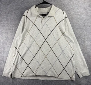 Haggar Sweatshirt Men's XXL Gray Pullover Long Sleeve Collared Sweatshirt - Picture 1 of 6