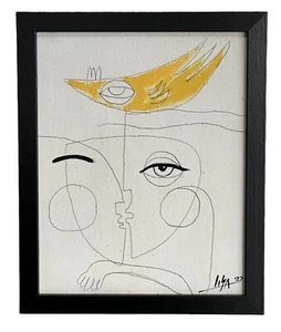 Pannello dipinto inchiostro e acrilico su tela (cornice inclusa) arte cubana 8x10"" di LISA. - Foto 1 di 7