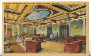 Vintage Postkarte - Empfangsraum des Gouverneurs, Hauptstadt des Bundesstaates Utah - Salt Lake City UT - Bild 1 von 2
