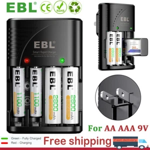 LED Smart Charger for AA AAA 9V NiMH NiCD Rechargeable Batteries(3in1) - Picture 1 of 12