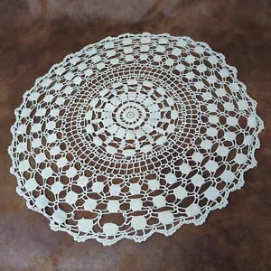Vintage White Doily Crocheted 17 Inches Round Table Topper - Picture 1 of 4