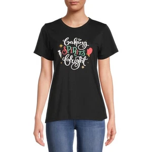 HOLIDAY TIME WOMEN’S CHRISTMAS BAKING T-SHIRT BLACK M (8-10) NWT - Picture 1 of 5