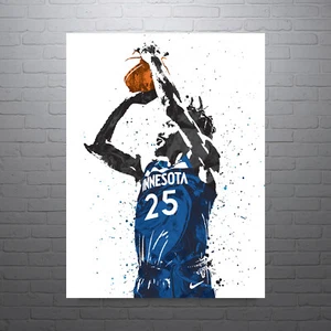 Derrick Rose Minnesota Timberwolves Sports Print, Man Cave - Bild 1 von 1