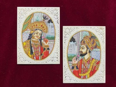 Индийский Могольский Шах Джахан Мумтаз Лучшая Индийская Миниатюрная Живопись Синтетив Слоновая кость - Изображение 1 из 4