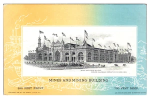 COLUMBIAN EXPOSITION - CHICAGO 1893 - MINES & BUILDING - OLD POSTCARD - Picture 1 of 2