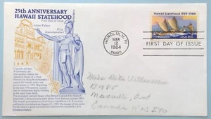 Scott 2080 FDC Hawaii Statehood Kanu Mauna Loa Vulkan Aristokrat ADRESSIERT - Bild 1 von 3