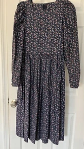Vintage Laura Ashley Ditsy Floral Print Prairie Dress 100% Cotton Size 10 - Picture 1 of 8