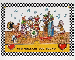 NEW ORLEANS DOG POUND Jamie Hayes POODLE DACHSHUND TERRIER TAMBOURINE BANJO - Picture 1 of 4