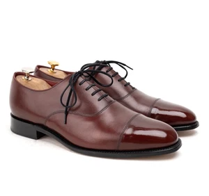 Charles Tyrwhitt Oxford Cap Toe Burgundy Leather Shoes in England UK9 US10 EU43 - Picture 1 of 19