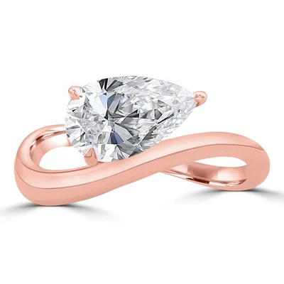 1.5 CT Pear VS1 E Lab Created Diamond Solitaire Engagement Ring 14K Rose Gold - Image 1 of 4