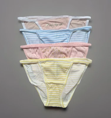 Lote 4 Victoria's Secret ROSA Talla S Elástico Algodón Tanga Bikini Panty Paquete Foto 1 de 4