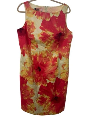 Vestido midi Jones New York para mujer 16 acuarela floral sin mangas forrado de verano Foto 1 de 4