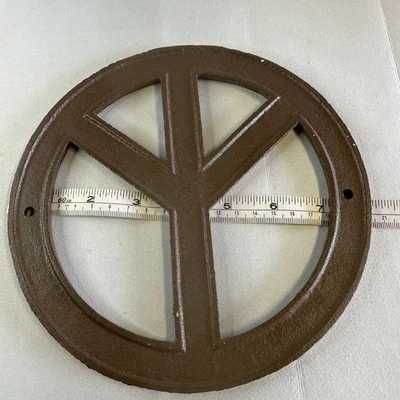 Cast Iron Hippie PEACE Sign Large Wall Plaque Wall Door Decor 8" Piece Rustic - Image 1 of 4