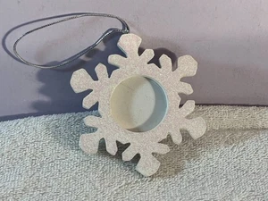 Weihnachten Foto Ornament Holz Schneeflocke rosa Glitzer AA503 - Bild 1 von 5