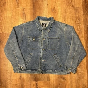 Vintage Polo Ralph Lauren Denim Jacket Jeans Mens 2XL 90s Western Blue Flag Coat - Picture 1 of 7
