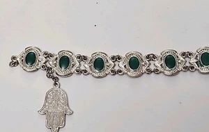Moroccan african Hamsa green bracelet (Estate Piece) - Picture 1 of 5