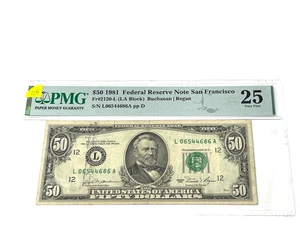 1981 $50 Fifty Dollars, FEDERAL RESERVE NOTE San Francisco 'PMG 25 VF (129) - Picture 1 of 2