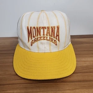 Vintage Montana Grizzlies Stripped Yellow Snapback Hat Baseball Cap USA Made - Picture 1 of 8