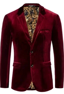 Men's Large PJ Paul Jones Velvet Sports Coat, Wine Color - Picture 1 of 12