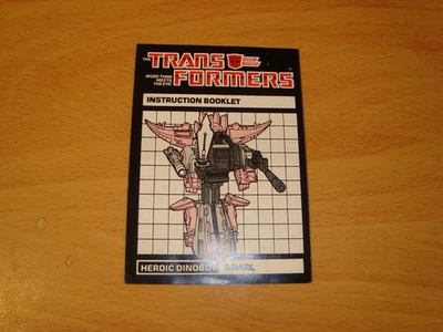 Original TRANSFORMERS G1 SNARL Instruction Booklet VINTAGE Manual HASBRO - Image 1 of 2
