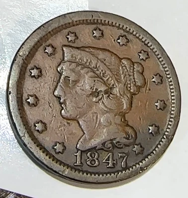 1847 Large Cent Nice Original Fine CHRC - Image 1 of 2