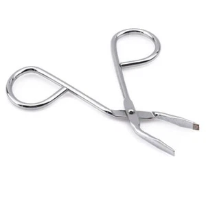 Eyebrow Tweezers Stainless Steel Scissors Slant Tip Shaped Clips With Handle SG - Picture 1 of 9