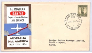 AUSTRALIA Air Mail Cover FIRST FLIGHT SUPER CONSTELLATION N. AMERICA 1954 YM233 - Picture 1 of 8