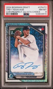 2024 Bowman Chrome Draft Trey Yesavage 1st Mojo Refractor Auto 095/150 PSA 8 - Picture 1 of 2