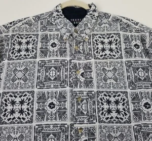 Trader Bay Button Up Shirt Men’s Large Blue White Floral Short Sleeves Hawaiian - Picture 1 of 12