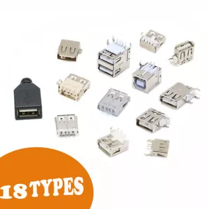 USB Type A & B Female Socket Connector Port PCB Mounting Various Types - Picture 1 of 19