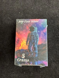 SIGILLATO PAN SILVER Company 5 grammi 999 argento fine figura astronauta barra 743/ 3000 - Foto 1 di 2