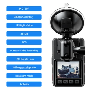 BOBLOV M7Pro 4K GPS Body Camera 256GB Video Recorder 180°Rotate Lens 4000mAh - Picture 1 of 12