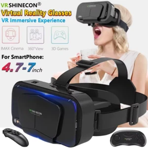 3D VR Glasses Headset for iPhone Android 5-7" w/Remote Controller Anti-Blue Lens - Bild 1 von 17