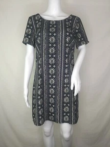 Hollister Dress medium grey stripes floral short sleeve cut out back EUC - Picture 1 of 12