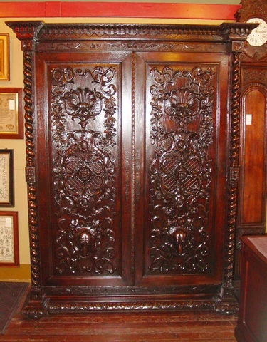 Large Carved French Mannerist ARMOIRE wardrobe carved dogs----16030 Cover