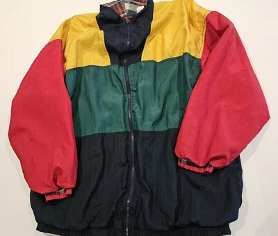 Cortavientos Deportivo Maggie Barnes Años 90 De Colección Para Hombre Bloque de Color - Talla 1X Foto 1 de 4