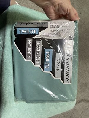  Performance By Springs Twiite Twin Sheet 3 Peças Conjunto Vintage Novo em Folha Selado - Imagem 1 de 4