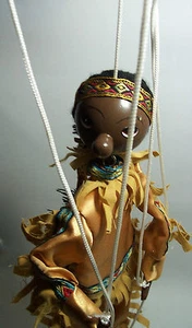 MARIONETA MARIONETA NEGRO INDIO AMERICANO JUGUETE DE COLECCIÓN DÉCADA 1940 - Imagen 1 de 12