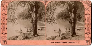 Lac du Bourget.L'Arrivée à Bordeau Savoie.Stereoview.Photo Stereo Albuminée B.K. - Bild 1 von 1