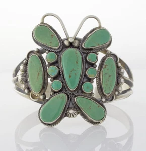 Turquoise Butterfly Bracelet By Navajo Artist Dean Brown - Picture 1 of 5